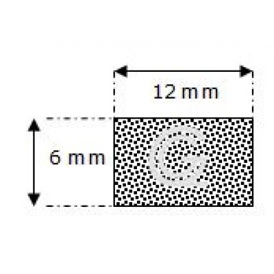 Rechthoekig mosrubber snoer | 6 x 12 mm | per meter